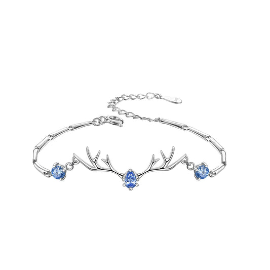 S999 Moose Antler Jewelry Set | Micro-Zircon Necklace & Bracelet
