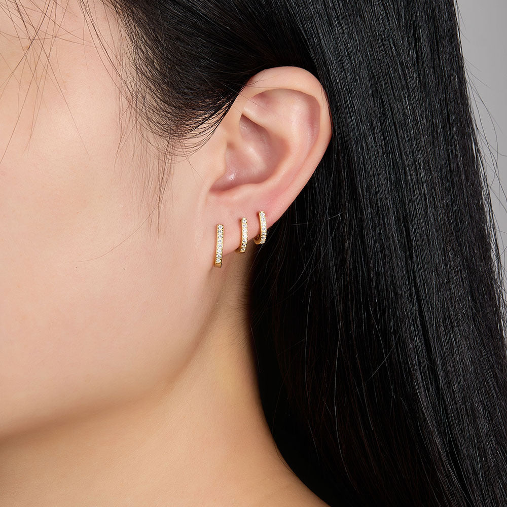 Diamond Hoop Ear Cuffs - S925 Silver Multi Size Simple Trending