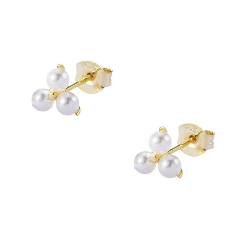 925 Sterling Silver Simple Pearl Stud Earrings, Minimalist High-End Daily Jewelry