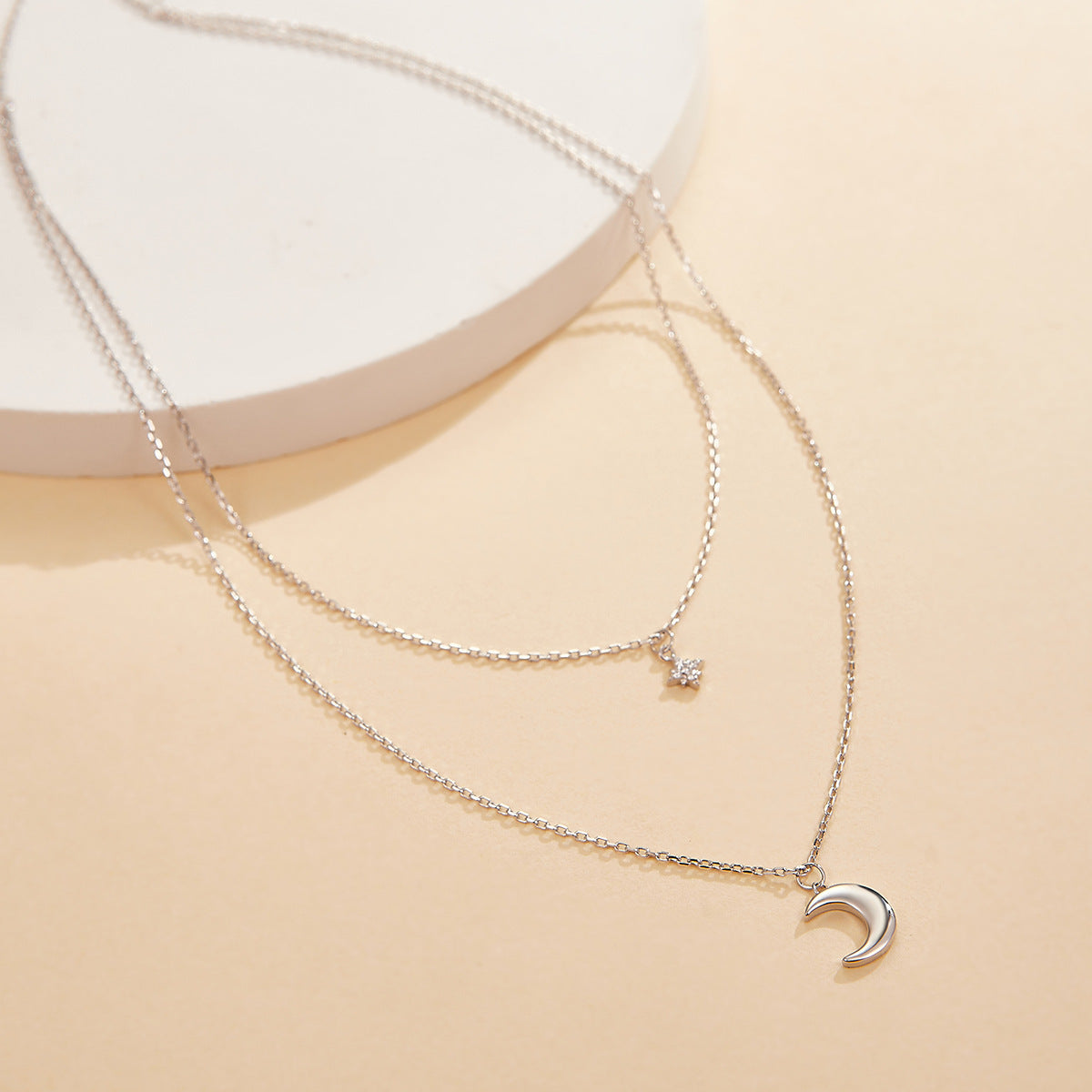 Star Moon Double Necklace - S925 Silver Sweet Best Friend Gift