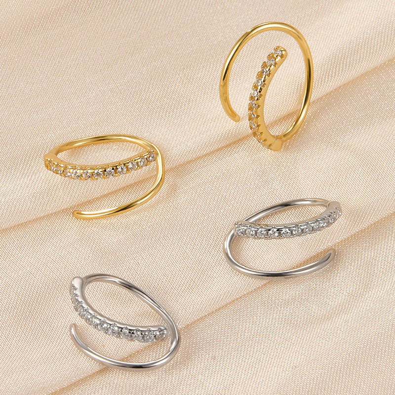 Zircon Hoop Earrings - 925 Silver Minimalist Niche Jewelry