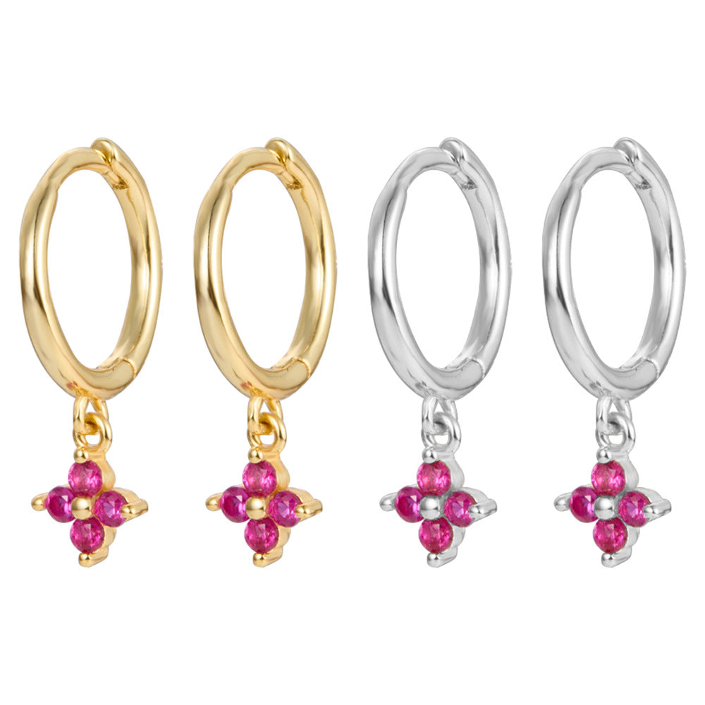 Clover Earrings - 925 Silver Color Zircon Light Luxury Trending