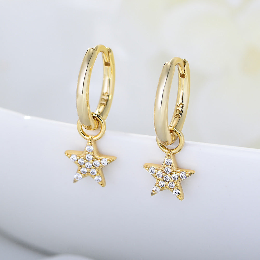 S925 Silver Minimalist Earring Combination - Sparkling Zirconia Set for Women
