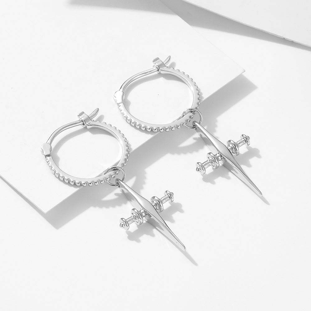 925 Sterling Silver Cross Huggie Hoop Earrings for Women