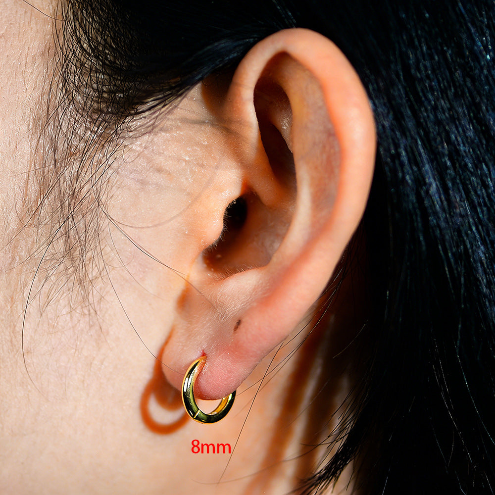 925 Sterling Silver Minimalist Sleek Hoop Earrings, High-End Light Luxury Plain Circle Jewelry