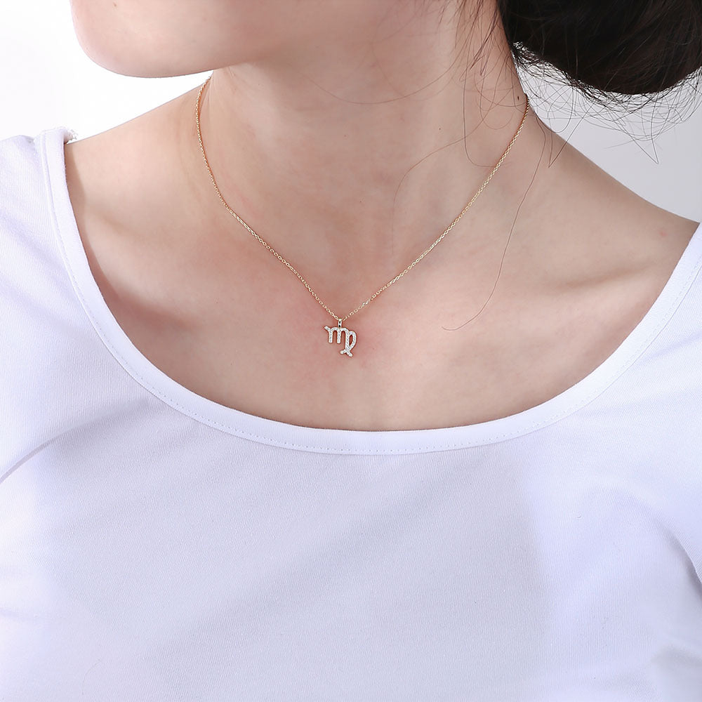 925 Sterling Silver Twelve Zodiac Diamond Pendant Necklace, Fashionable Viral Wish Amazon Hot Selling Jewelry