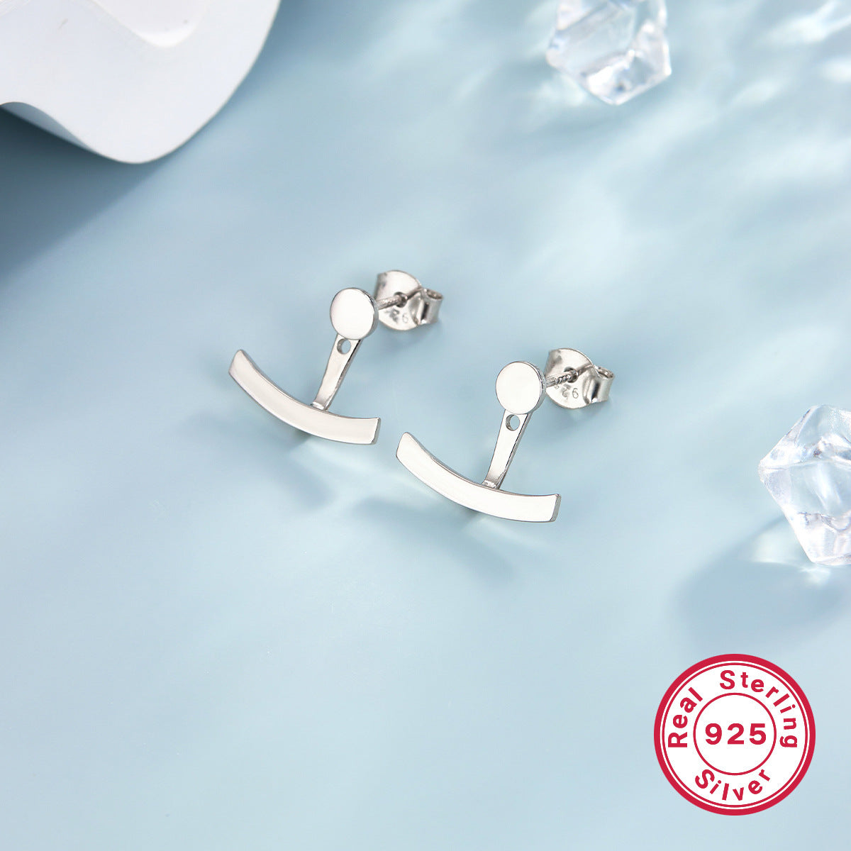 Smile Stud Earrings - S925 Sterling Silver Diamond-Encrusted Niche Earrings