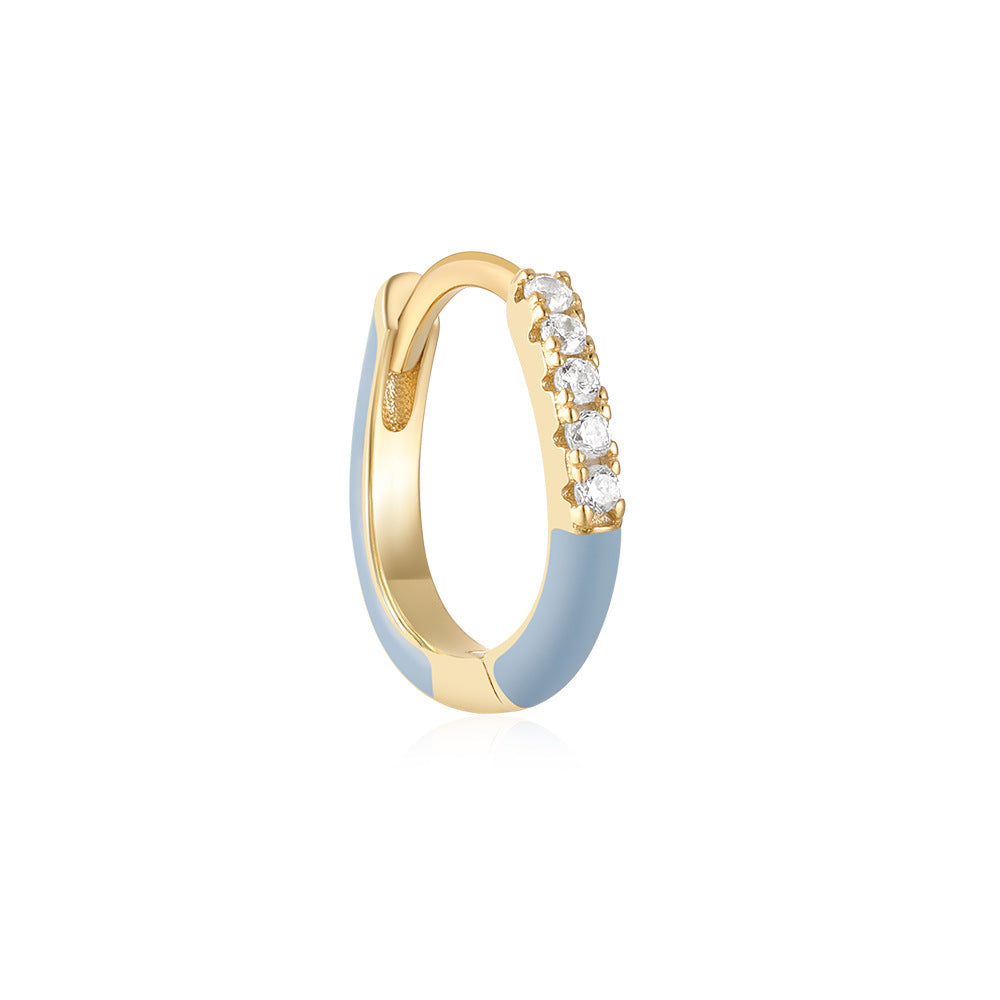 Single Color Drip Hoop - S925 Silver Dopamine Asymmetric Niche