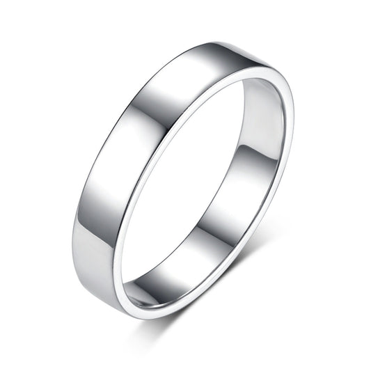 Custom Logo Silver Band Ring - 925 Sterling Silver Minimalist Niche