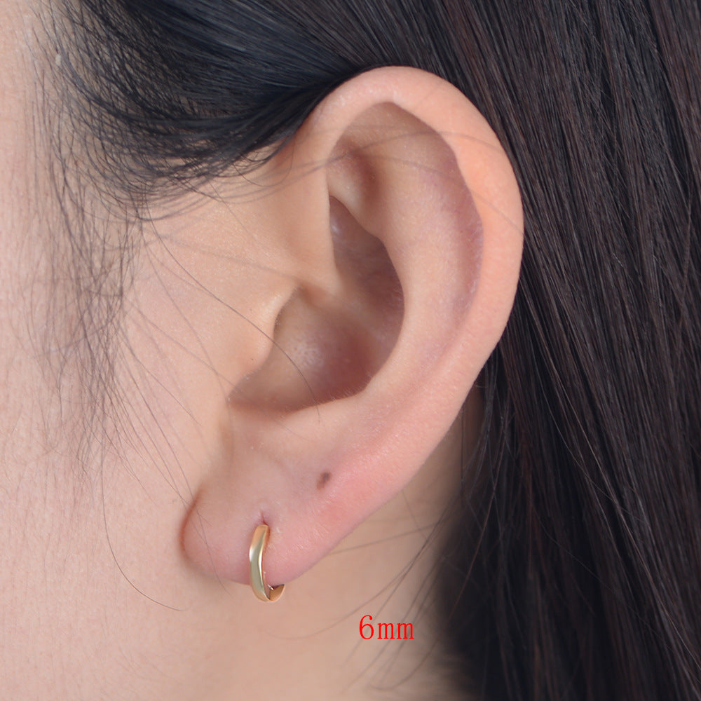 925 Sterling Silver Minimalist Chunky Hoop Earrings, High-Polished Versatile Huggie Jewelry
