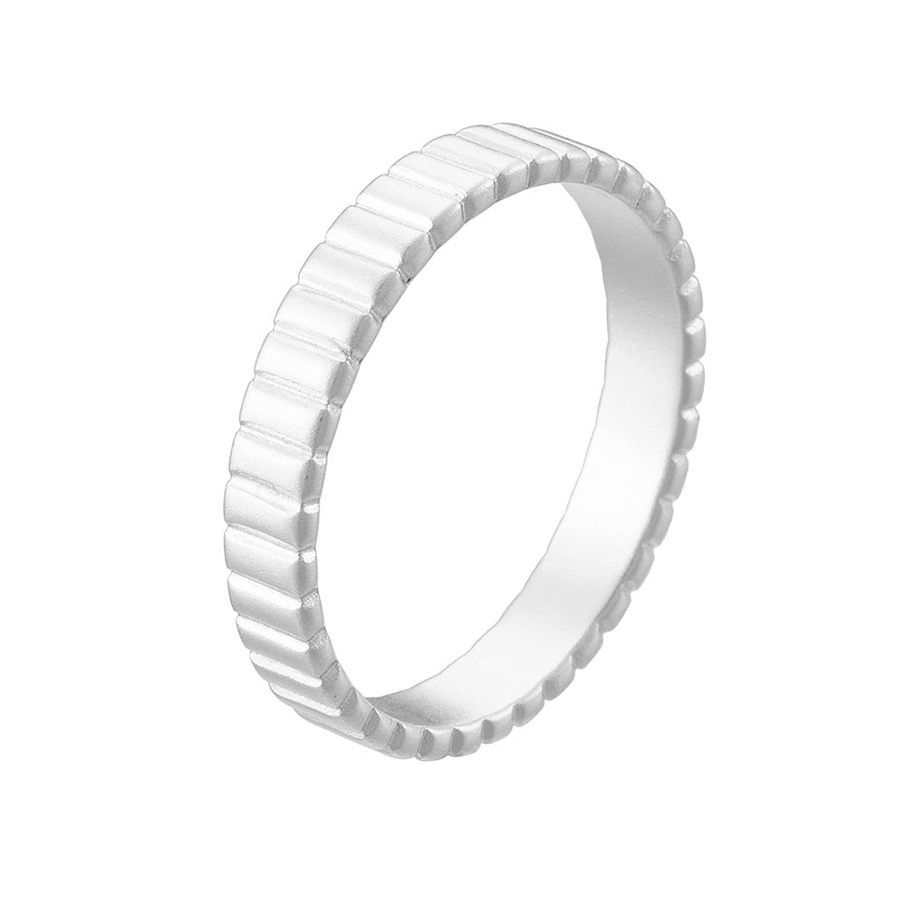 S925 Silver Modern Textured Band Ring - Unique Ins Style Aesthetic Accessory
