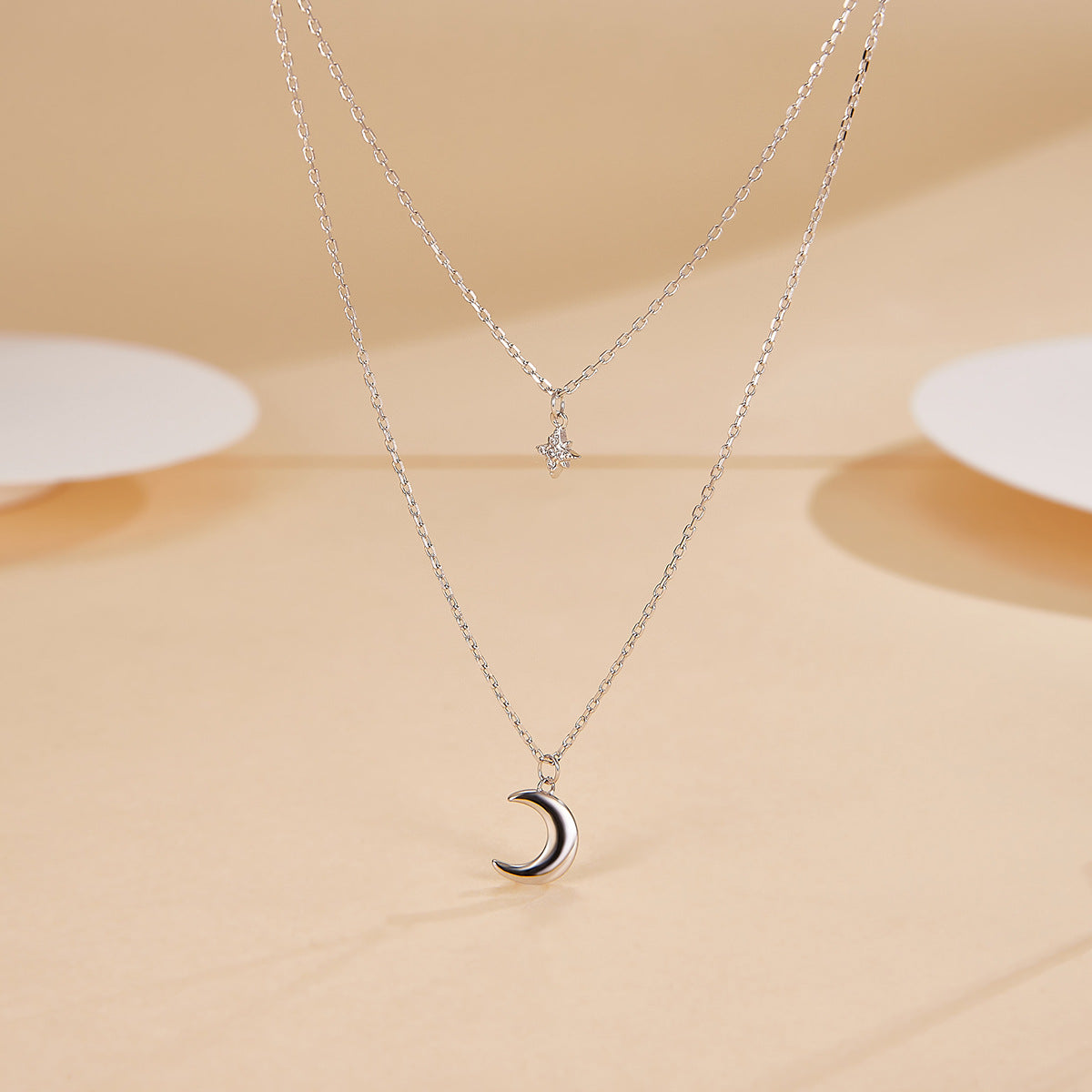 Star Moon Double Necklace - S925 Silver Sweet Best Friend Gift