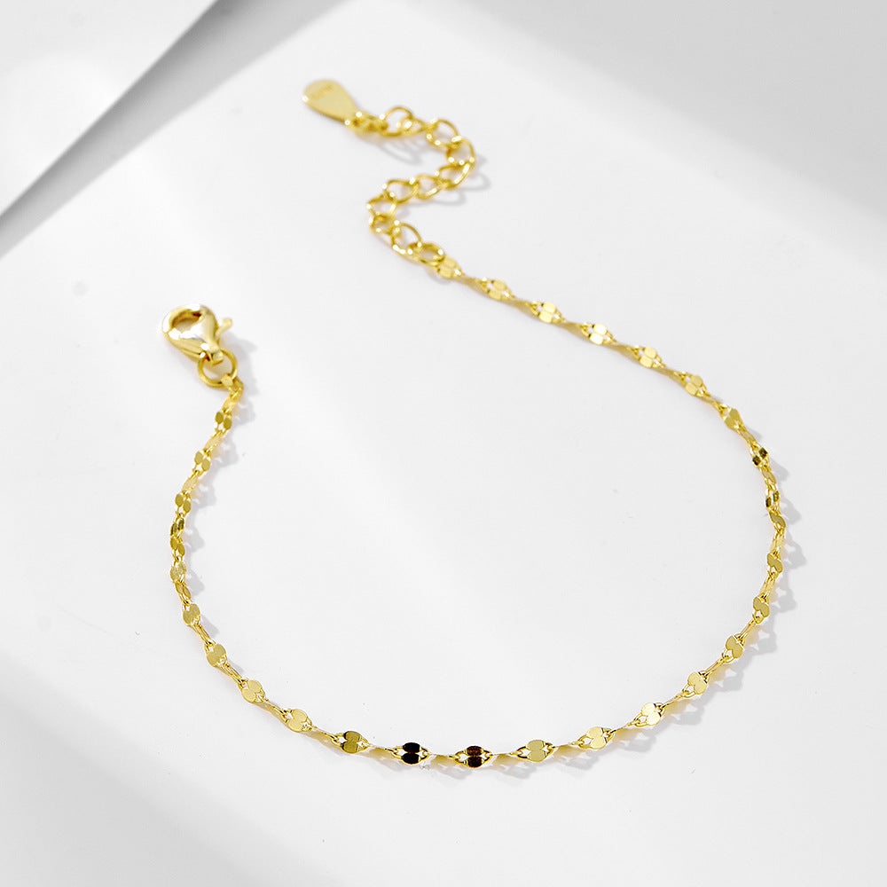 925 Sterling Silver 14K Gold Plated Lip Link Chain Bracelet, Minimalist Sleek Shimmering Jewelry