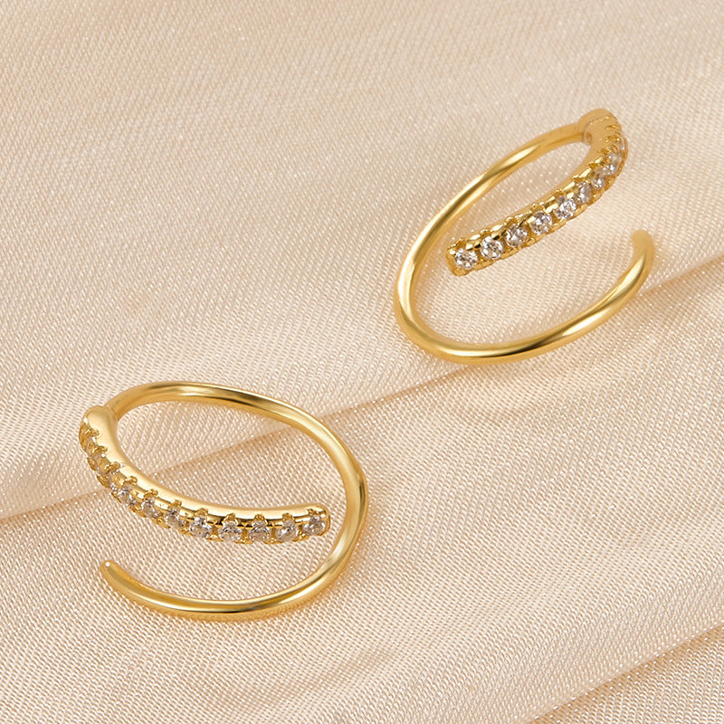 Zircon Hoop Earrings - 925 Silver Minimalist Niche Jewelry
