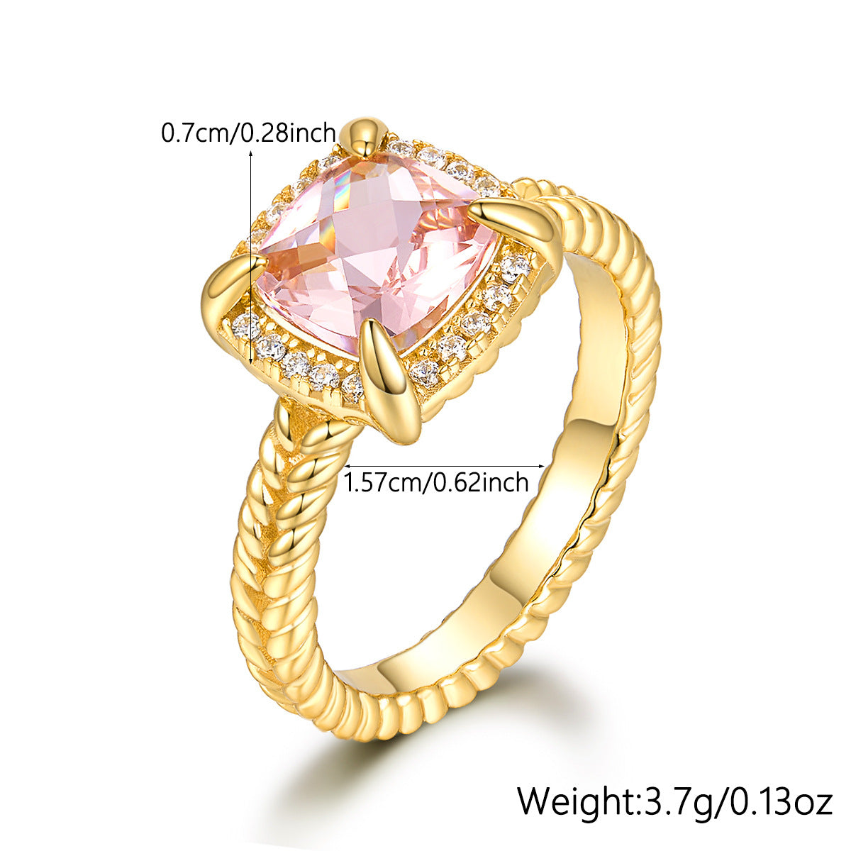 S925 Pink Square Zircon Necklace Set | Dainty Women's Jewelry