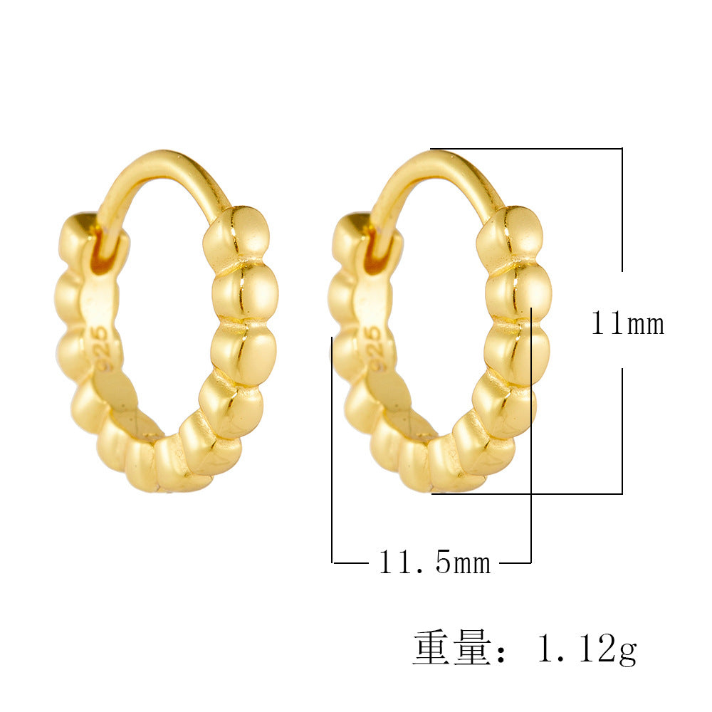 S925 Silver Retro Geometric Circle Hoops - High-End Aesthetic Huggie Earrings