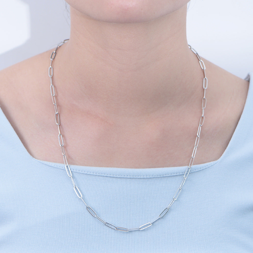 S925 Silver Modern Paperclip Sweater Chain - Long Versatile Ins Style Necklace