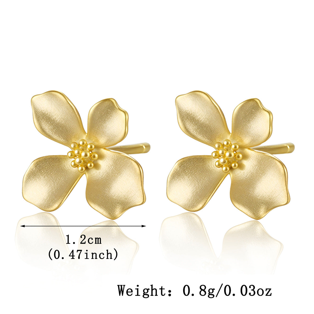 Matte Gardenia Earrings - 925 Silver Floral Petal Light Luxury Studs