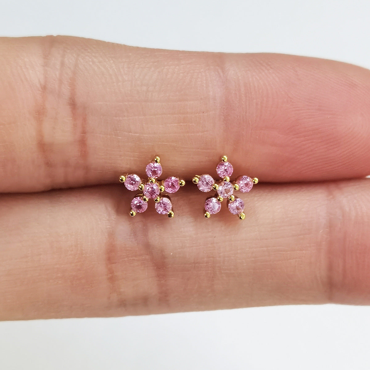 Plum Blossom Earrings - S925 Silver Sweet Diamond Petal Studs