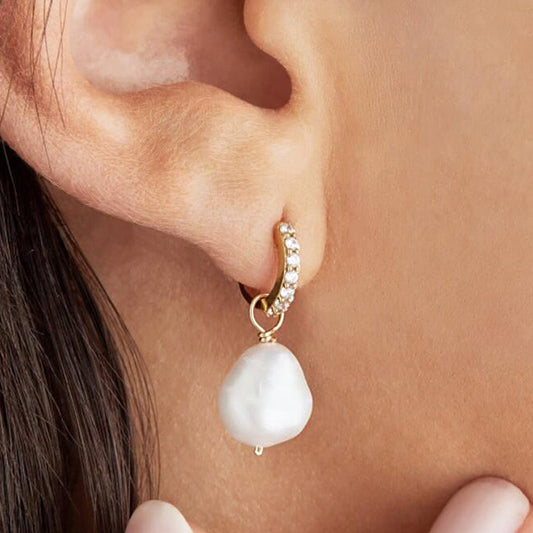 S925 Silver Natural Freshwater Pearl Dangles - Modern Aesthetic Baroque Accessory