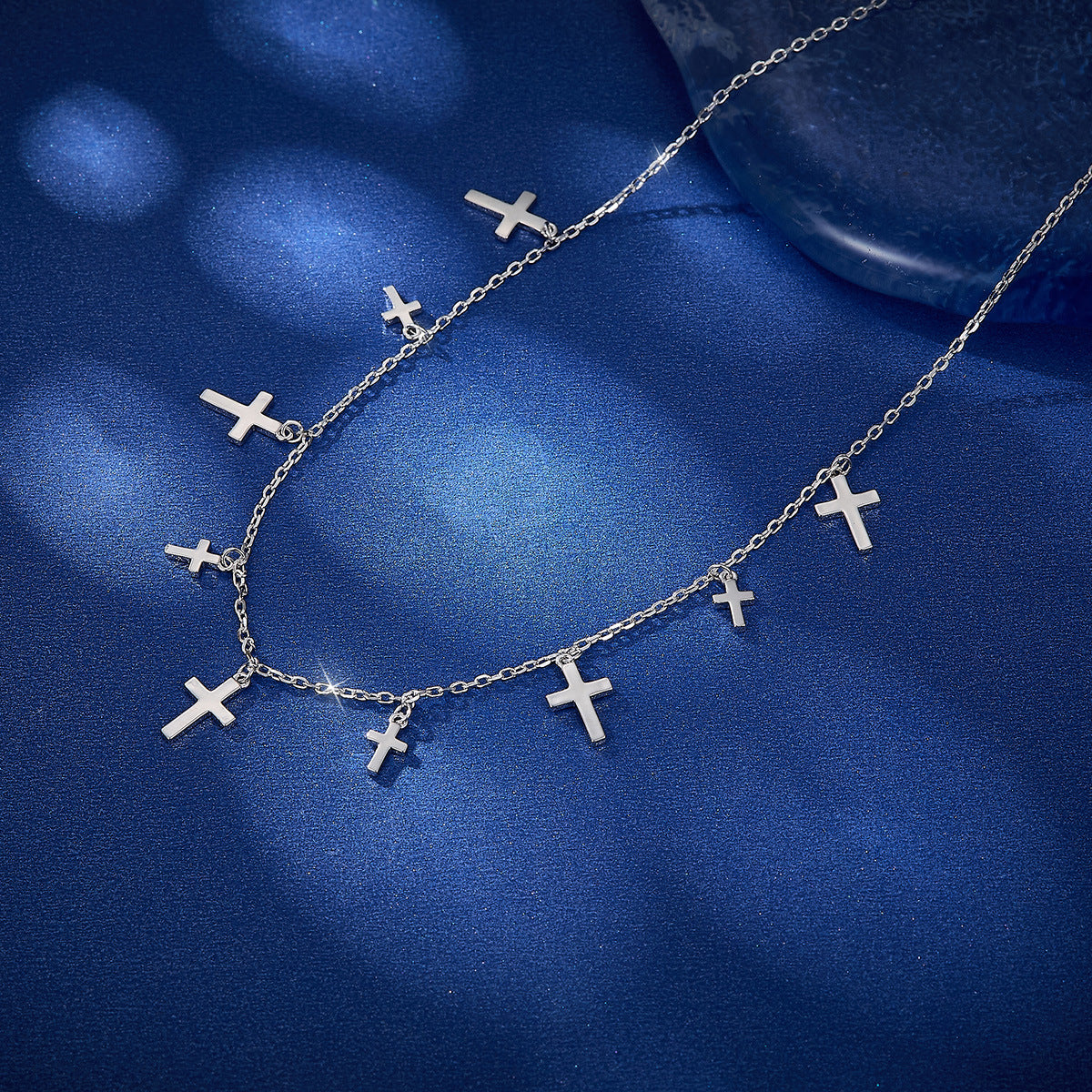 925 Silver Crucifix Jewelry Set | Tassel Necklace, Bracelet, Anklet