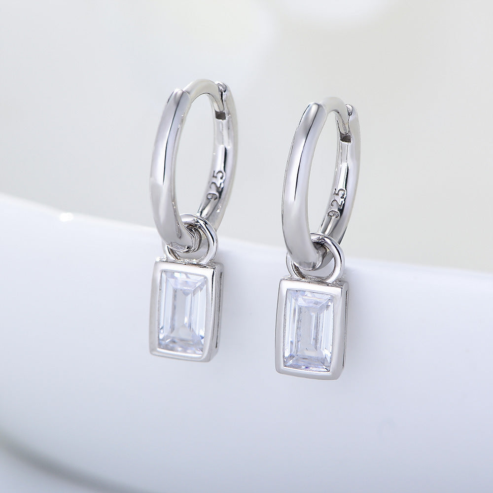 S925 Silver Minimalist Earring Combination - Sparkling Zirconia Set for Women