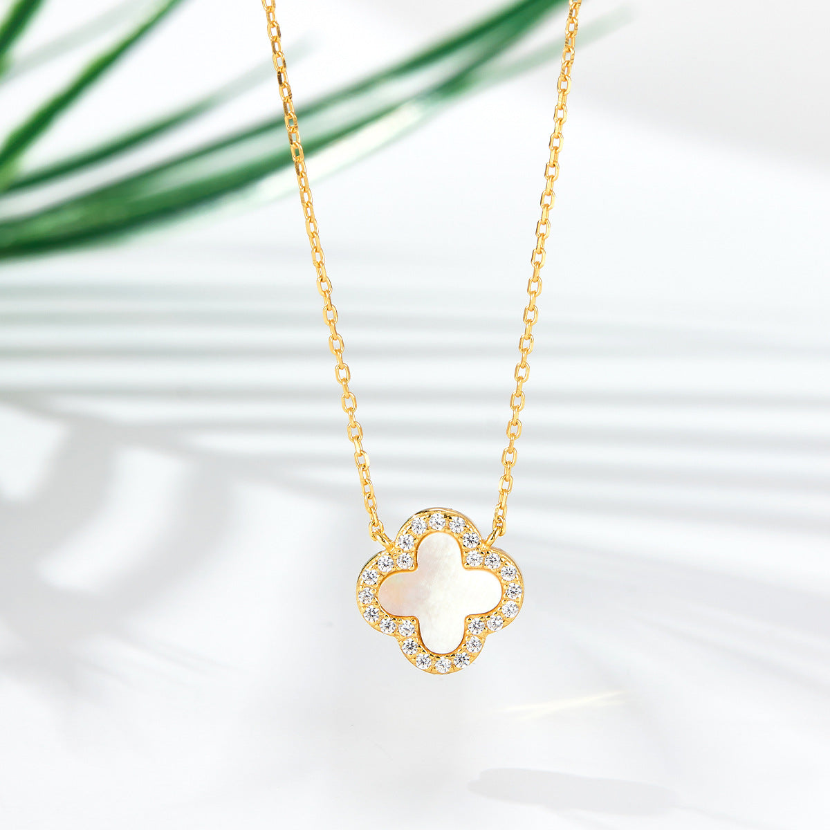 Four Leaf Clover Necklace & Earrings Set - Sterling Silver Black Agate Jewelry Gift