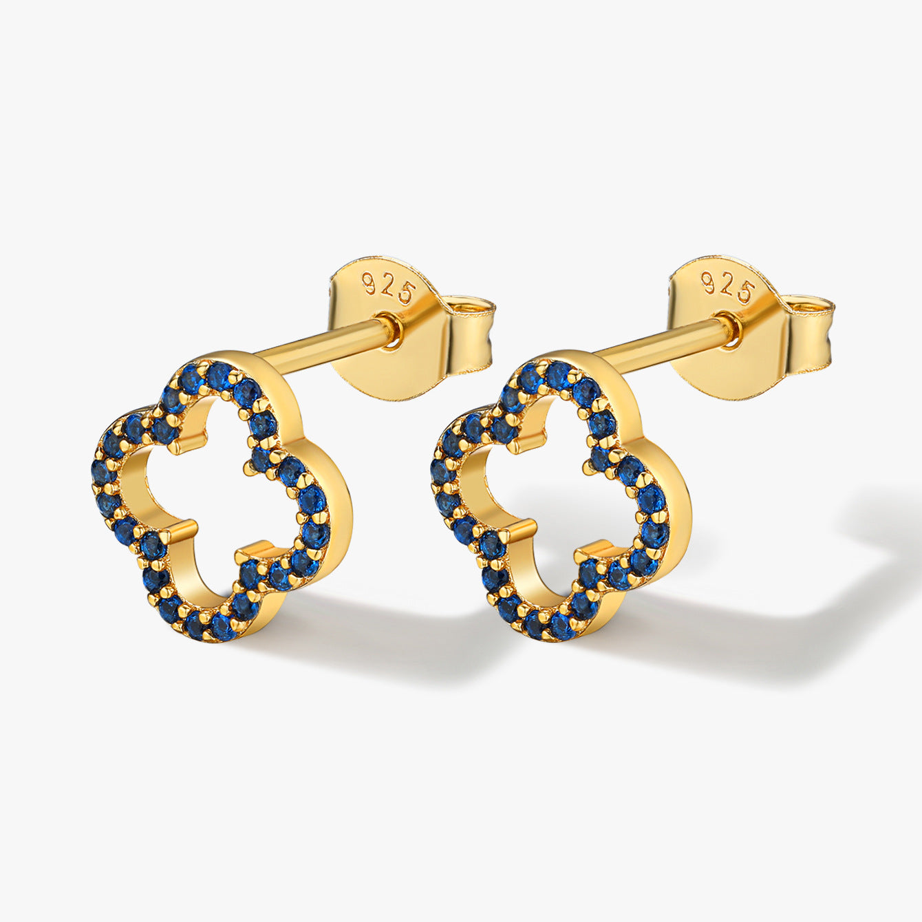 Hollow Clover Earrings - 925 Silver Diamond Niche Studs