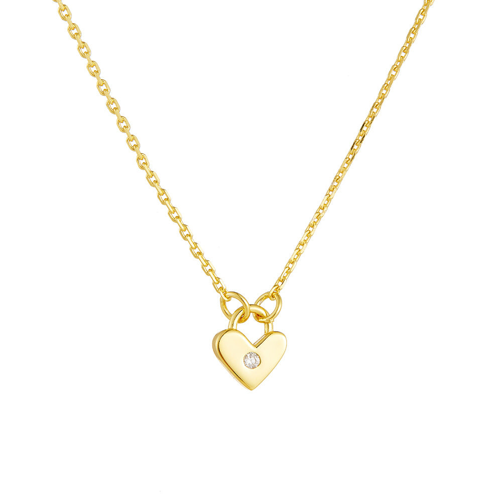Sterling Silver Dainty Heart-Cut Zirconia Necklace for Women, Light Luxury Aesthetic