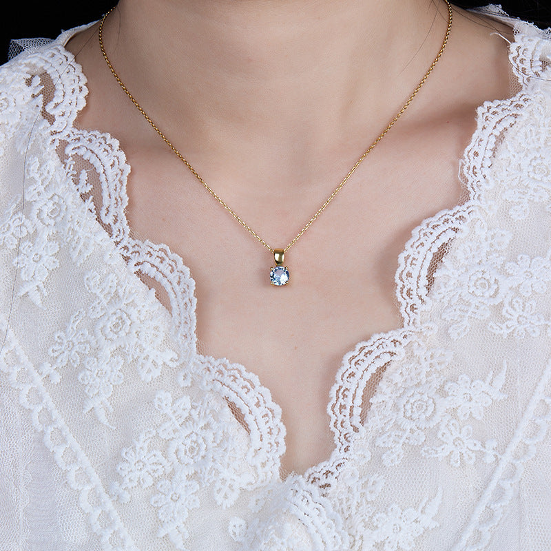 December Birthstone Necklace - 925 Sterling Silver Minimalist Zircon Jewelry