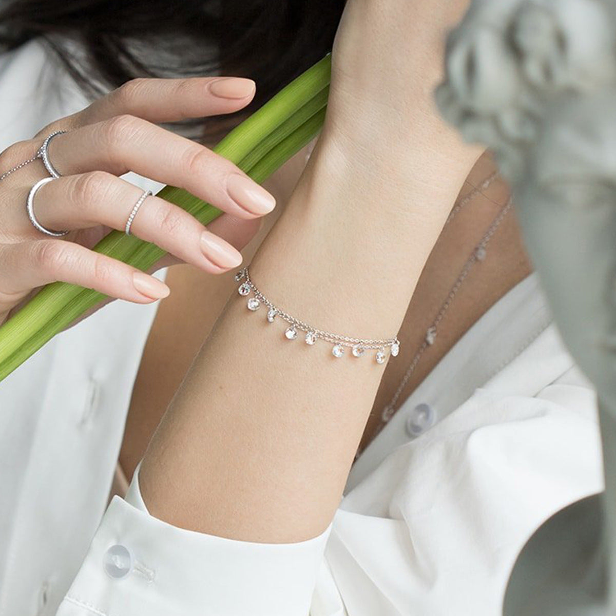 Teardrop Zircon Necklace - 925 Silver Minimalist Niche Choker Wholesale