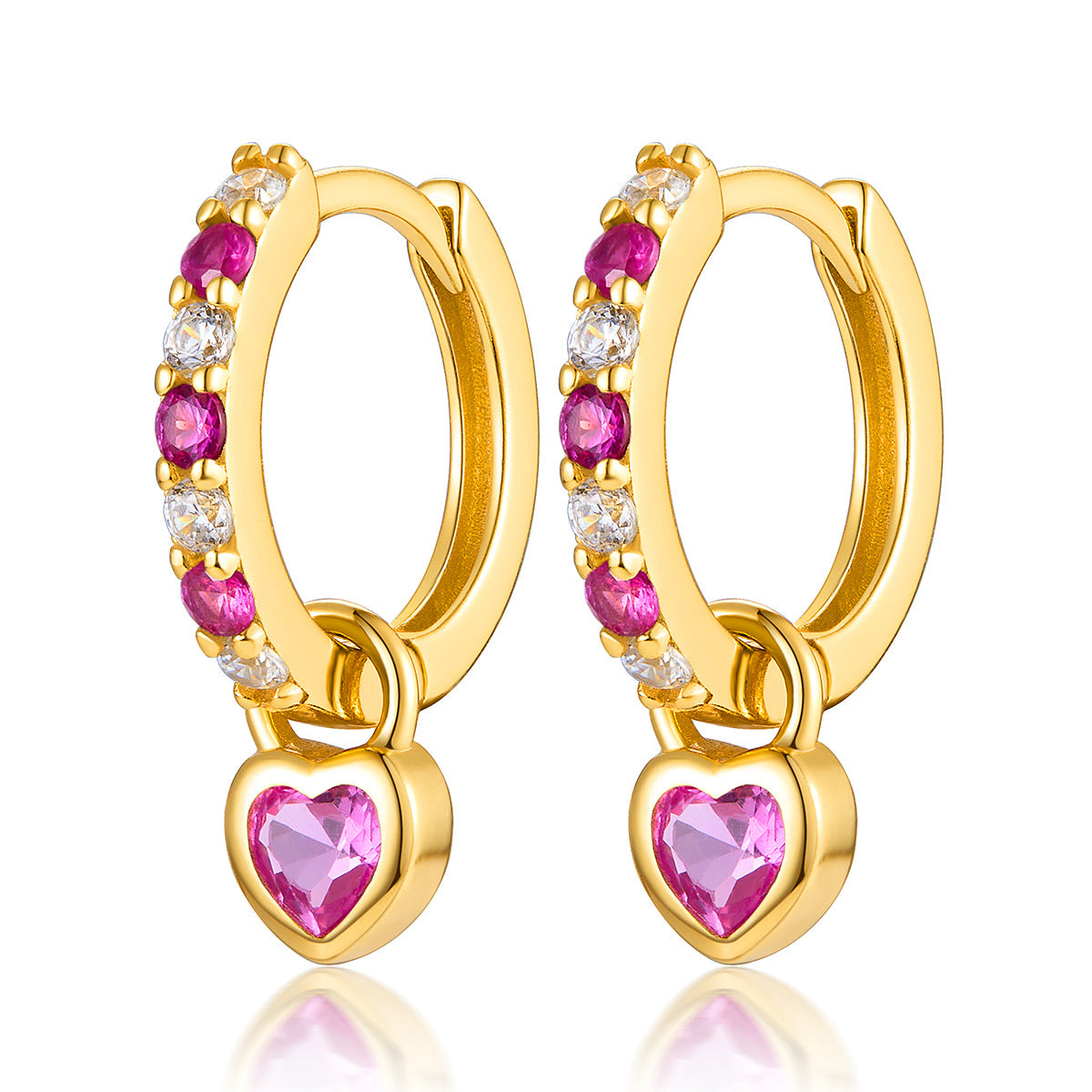 Color Zircon Heart Ear Cuffs - S925 Silver Dopamine Jewelry