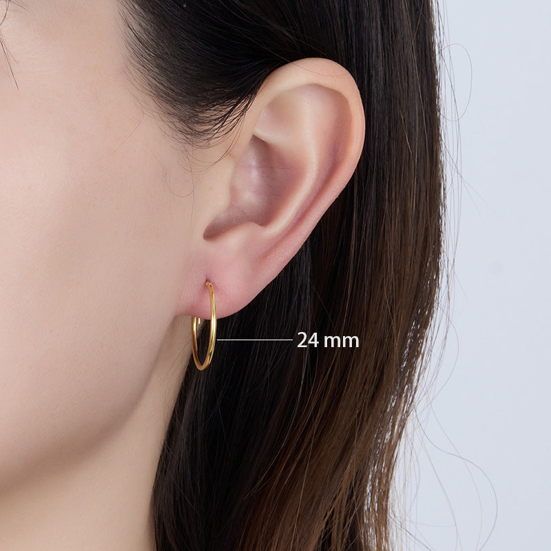 Polished Circle Earrings - 925 Silver Hoop Ear Cuffs Trending