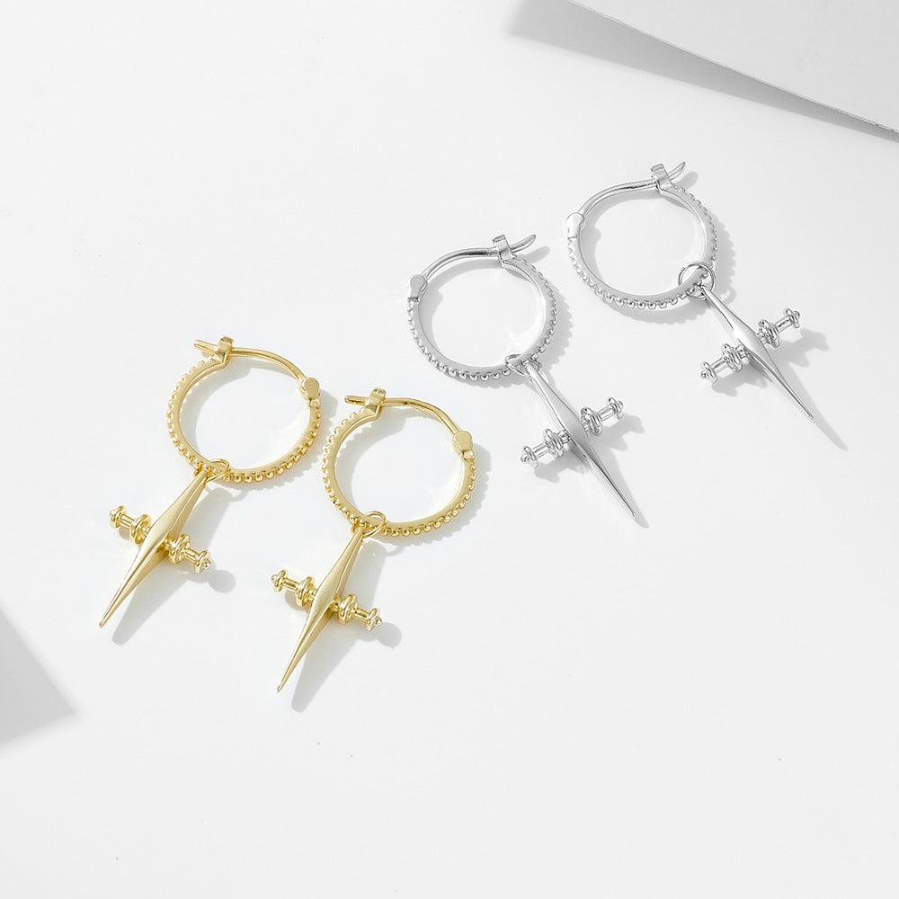 925 Sterling Silver Cross Huggie Hoop Earrings for Women