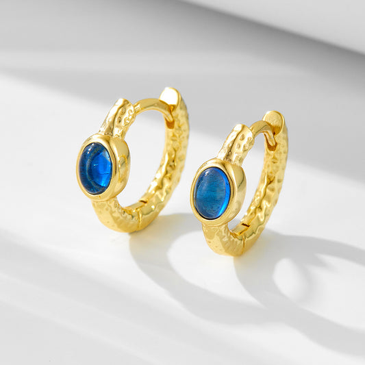 925 Sterling Silver Round Pave Zirconia Hoop Earrings, Minimalist High-End Jewelry