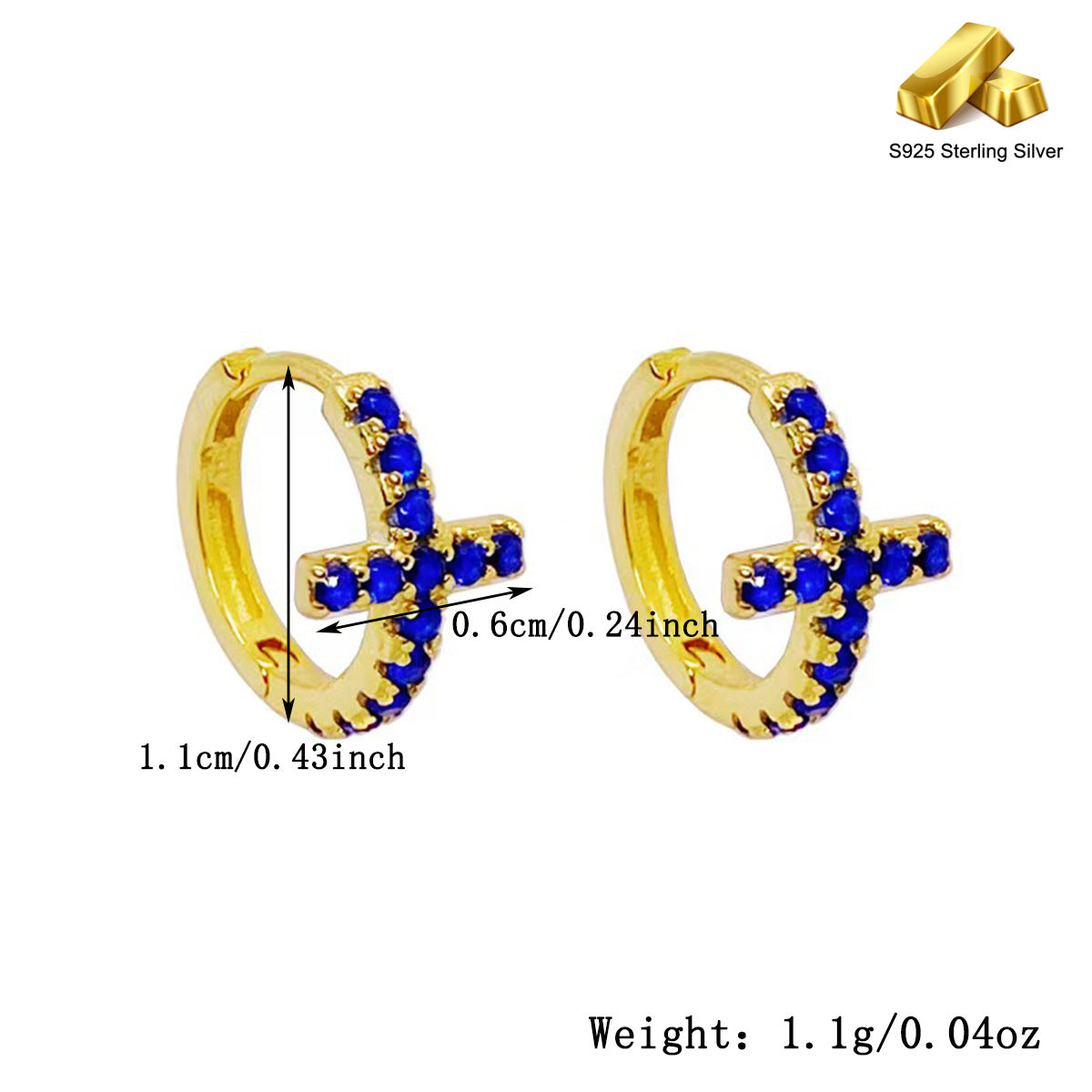 Cross Ear Cuffs - S925 Sterling Silver Dense Zircon Punk Retro Accessories