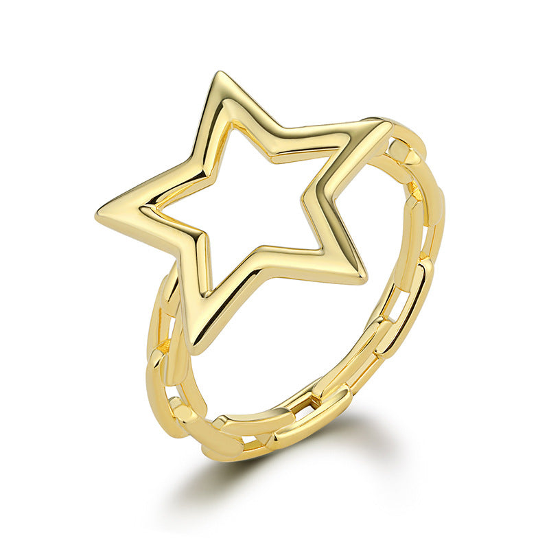 Star Moon Geometric Ring - 925 Silver Minimalist Wholesale Jewelry