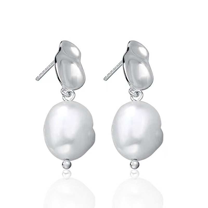 Geometric Pearl Earrings - S925 Silver Elegant Forest Banquet