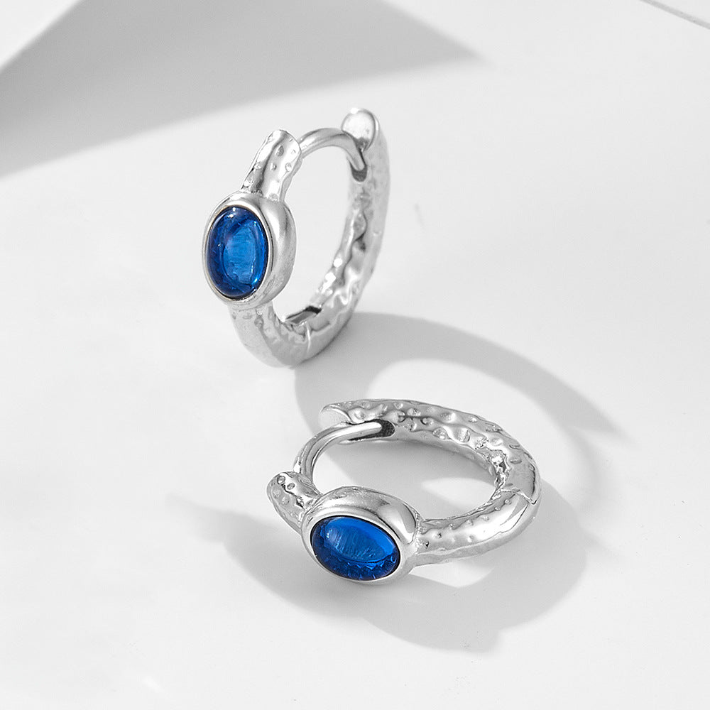 925 Sterling Silver Round Pave Zirconia Hoop Earrings, Minimalist High-End Jewelry