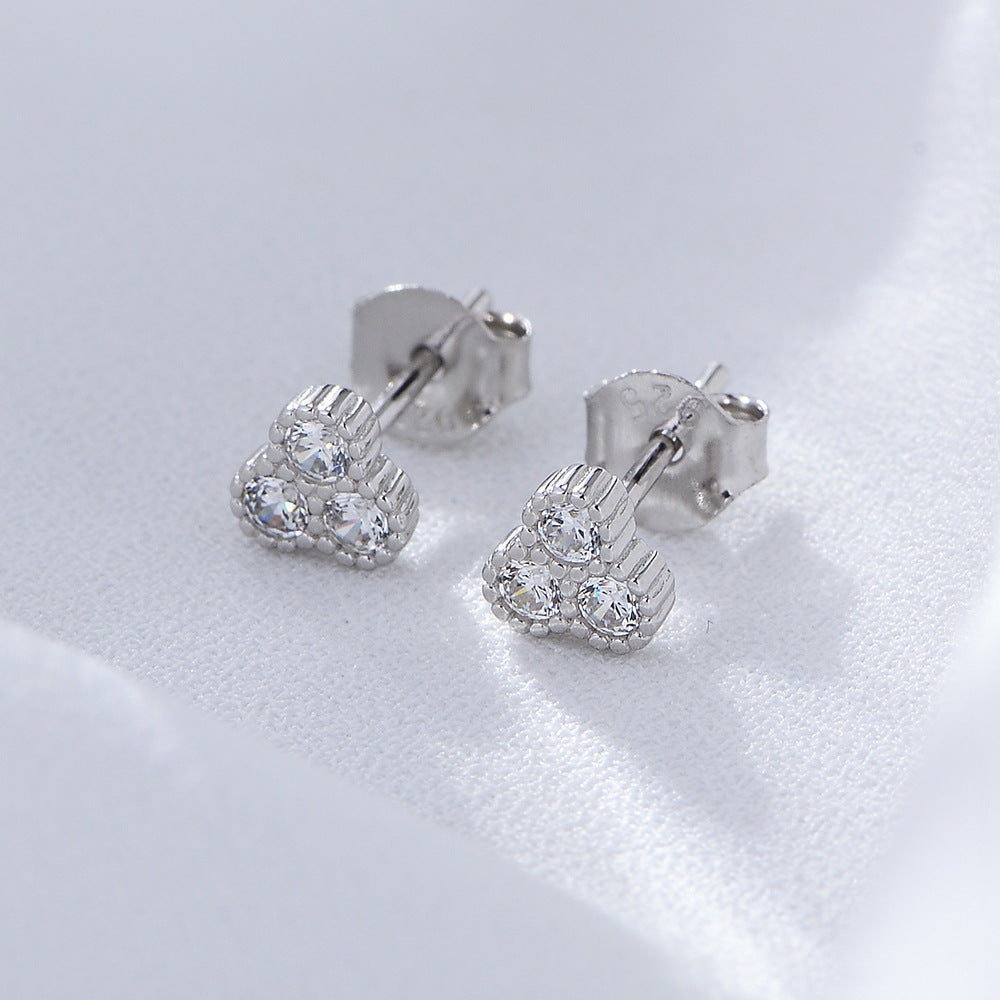 925 Sterling Silver Geometric Stud Earrings, Pave Zirconia Jewelry