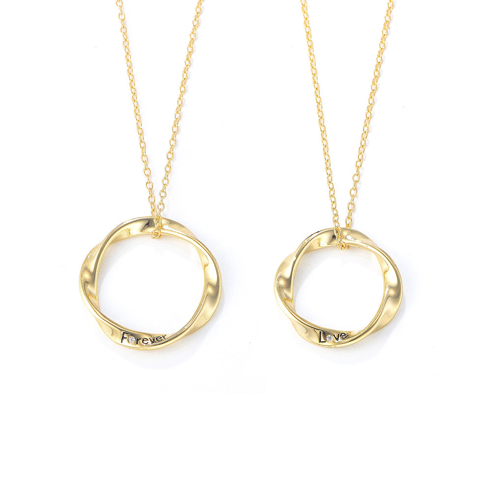 925 Sterling Silver Mobius Loop Couple Necklace, Infinite Love Pendant Jewelry