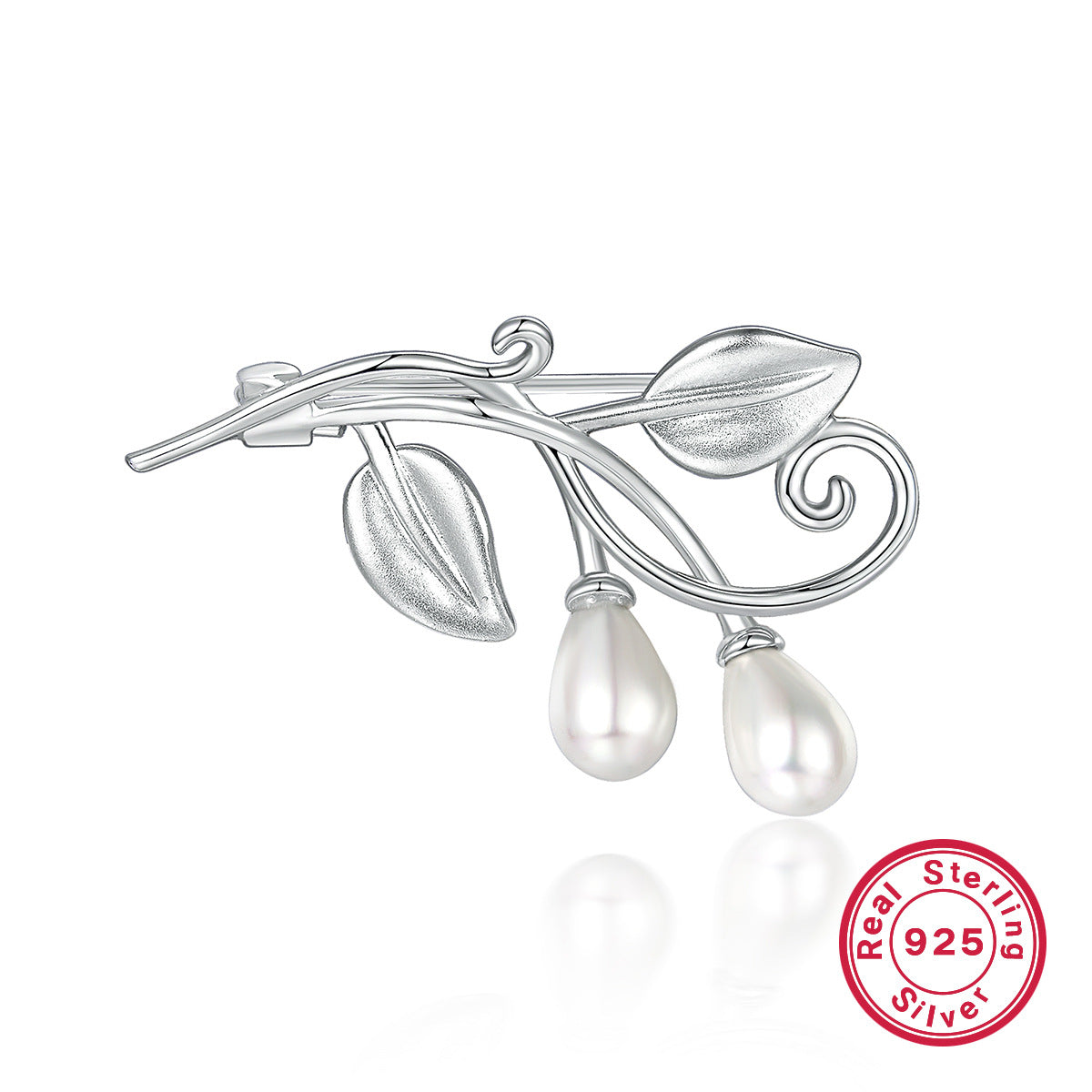 Leaf Zircon Brooch - 925 Silver Minimalist Niche Lapel Pin