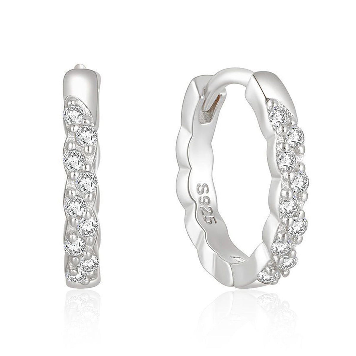 Diamond Hoop Earrings - S925 Silver Geometric Niche Ear Jewelry