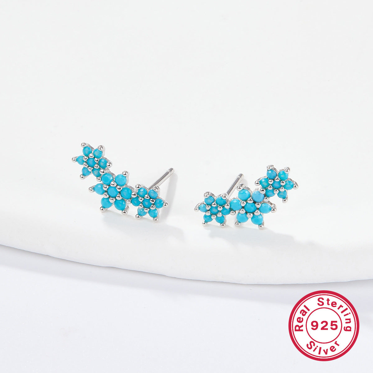 INS Style Floral Stud Earrings | S925 Sterling Silver with Zircon Inlay
