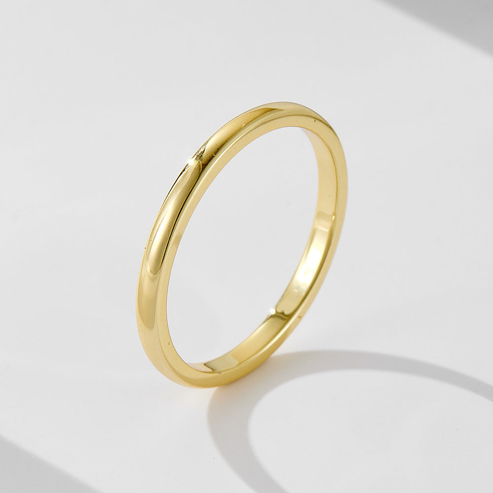 925 Sterling Silver Gold Plated Plain Band Ring, Minimalist Classic Sleek Hoop Jewelry