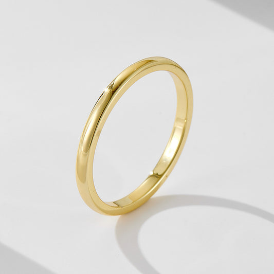 925 Sterling Silver Gold Plated Plain Band Ring, Minimalist Classic Sleek Hoop Jewelry