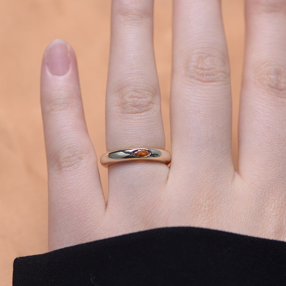 S925 Silver Yellow Crystal Sparkling Ring - Unique Modern Aesthetic Finger Jewelry