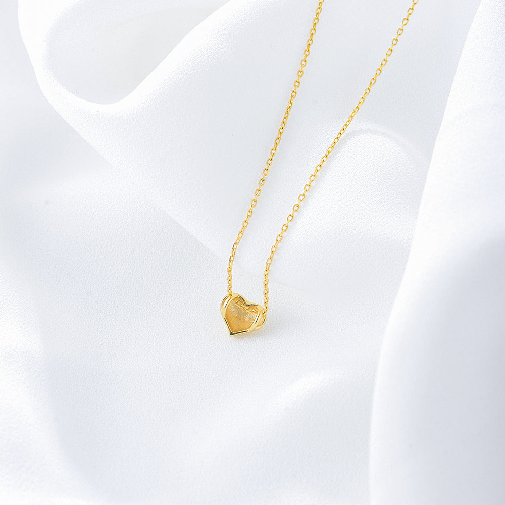 925 Sterling Silver Minimalist Hollow Heart Necklace, Elegant Ins Style Love Pendant Jewelry