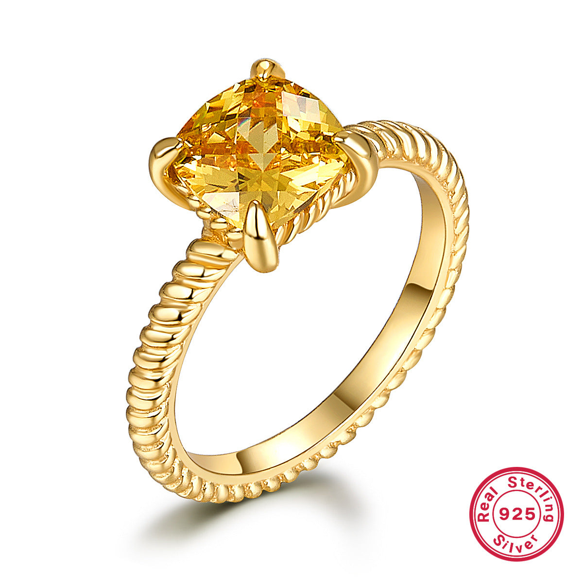 S925 Multicolor Zircon Set | Square Earrings, Ring & Necklace