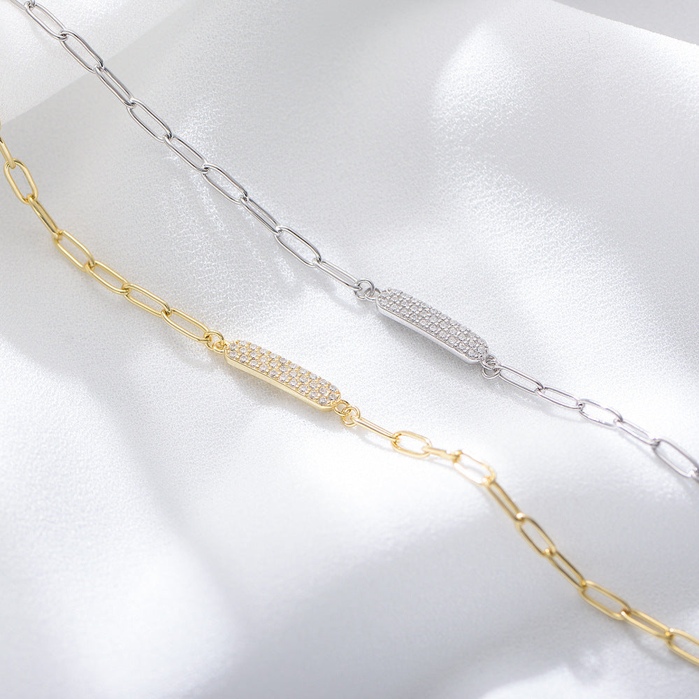 925 Sterling Silver Micro-Pave Zirconia Bracelet, Minimalist High-End Light Luxury Jewelry